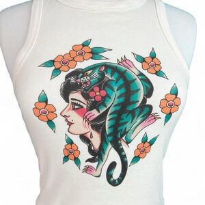 THE BLUE TIGER LADY RIB RACER TANK